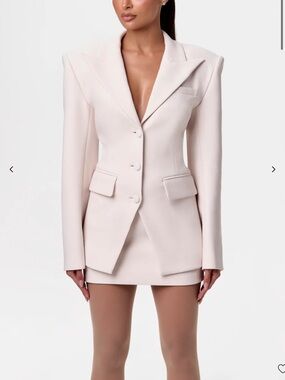 naked wardrobe Cream Tailored Skirt Suit Set